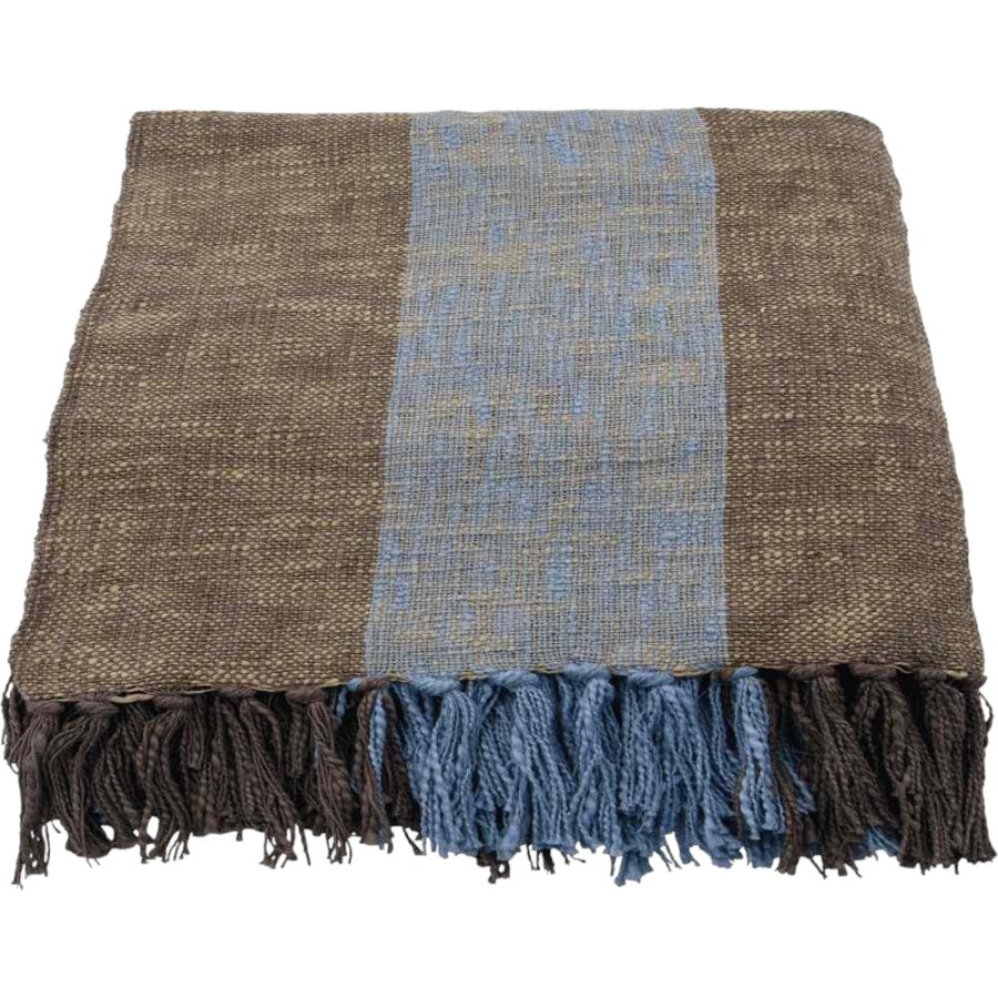 House Doctor Ponra Decke 130x180 cm, Braun/Hellblau