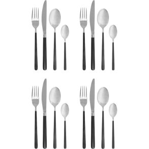 House Doctor Ox Besteckset 16-teilig, Schwarz/Silber