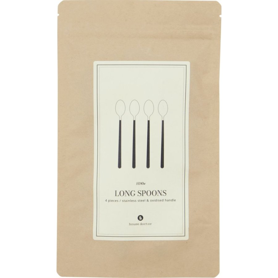 House Doctor Ox Löffel Lang 4er Set, Schwarz/Silber