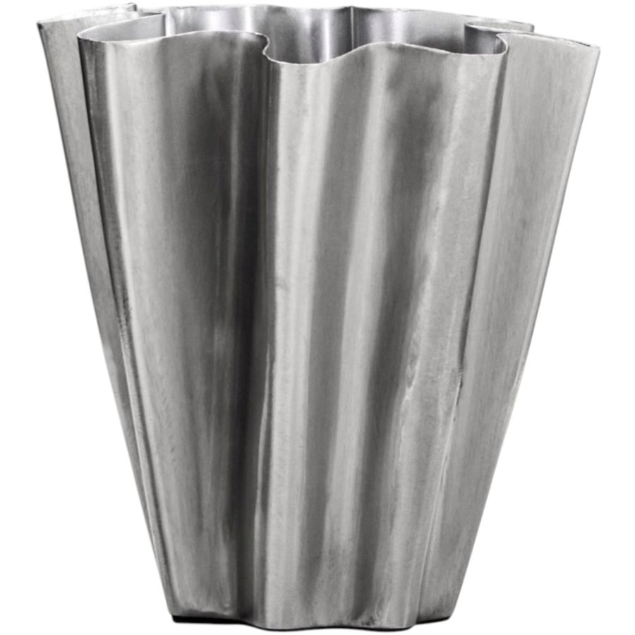 House Doctor Flood Vase H13 cm, Gebürstetes Silberfinish