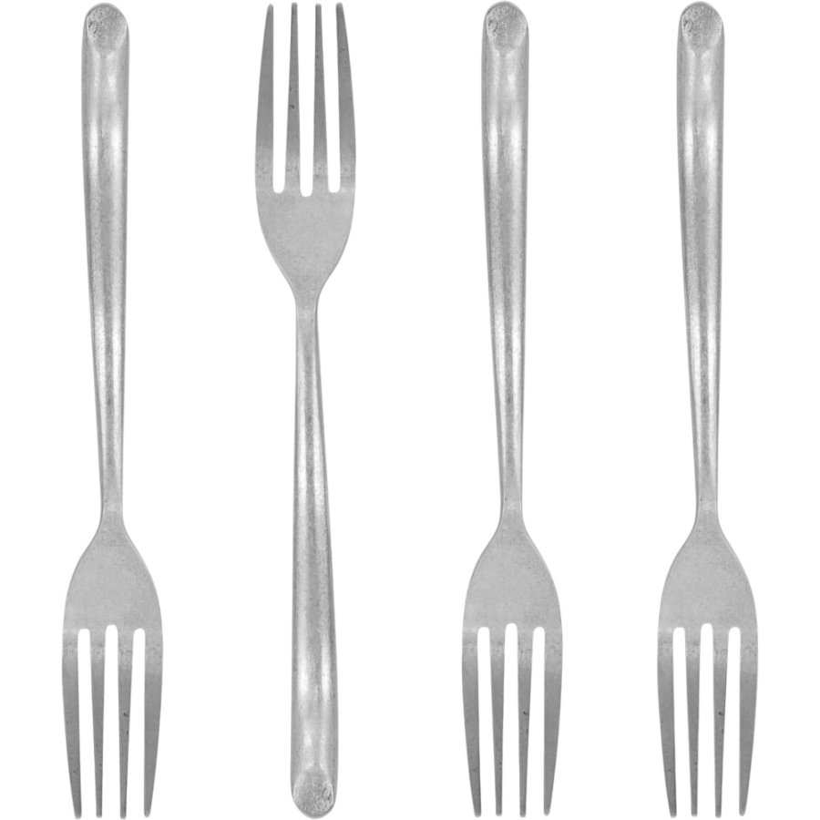 Nicolas Vahé Kuchengabel 4er Set, Antikes Silberfinish
