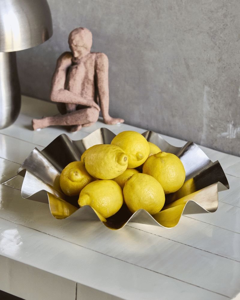 House Doctor Flood Schale 35 cm, Gebürstetes Silberfinish