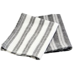Meraki Hammam Viskestykke 2 stk. 70x50cm, Sort/Hvid