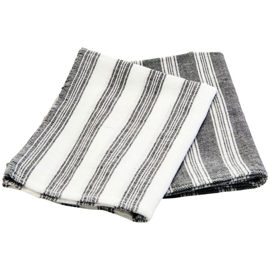 Meraki Hammam Viskestykke 2 stk. 70x50cm, Sort/Hvid