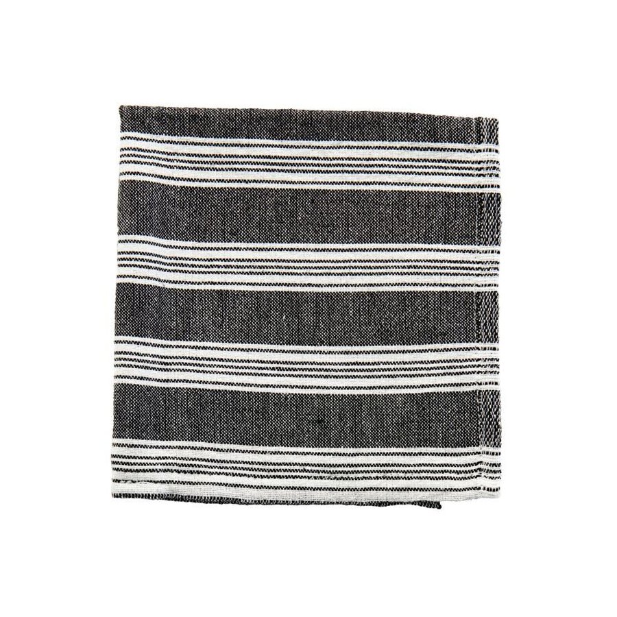 Meraki Hammam Vaskeklud 3 stk, Sort/Hvid Strib