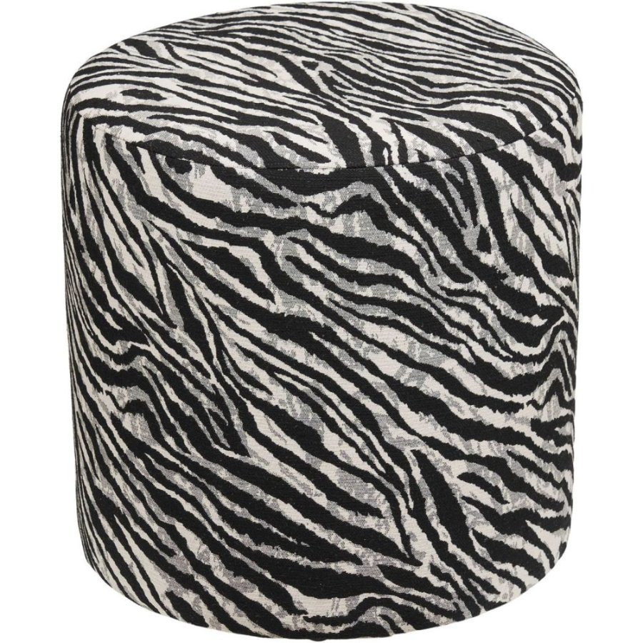 House Nordic Kimberley Puf H40 cm, Sort/Hvid