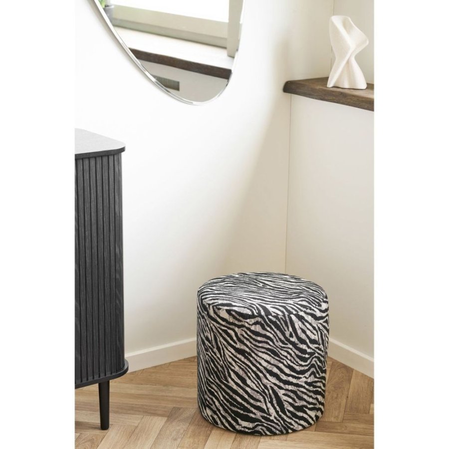 House Nordic Kimberley Puf H40 cm, Sort/Hvid