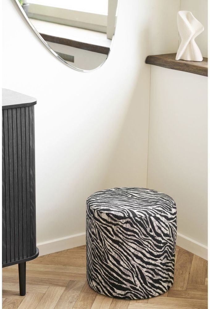 House Nordic Kimberley Puf H40 cm, Sort/Hvid