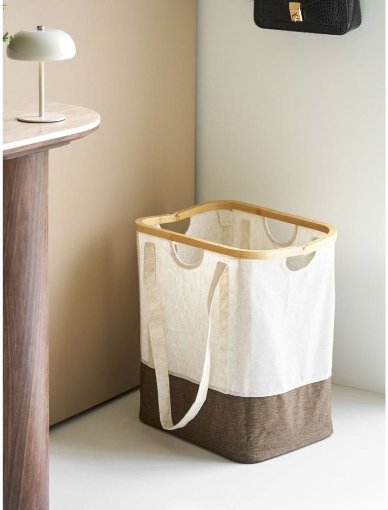 House Nordic Noto W�schebeutel 54 L, Off-White/Bamboo