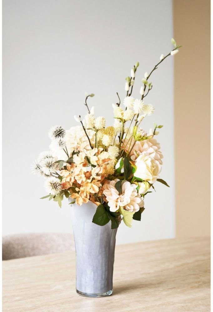 House Nordic Vase H24 cm, Gr�/Hvid