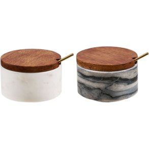 House Nordic Pauri Opbevaringskrukke 2 stk. H5 cm, Gr�/Hvid