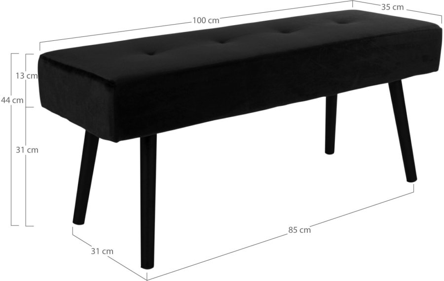 House Nordic Skiby Sitzbank 100 cm, Schwarz
