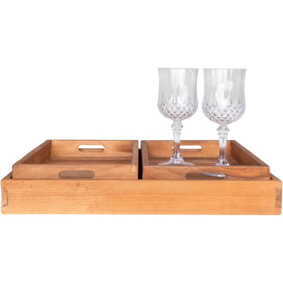 House Nordic Faro Tablett 3er Set, Teak