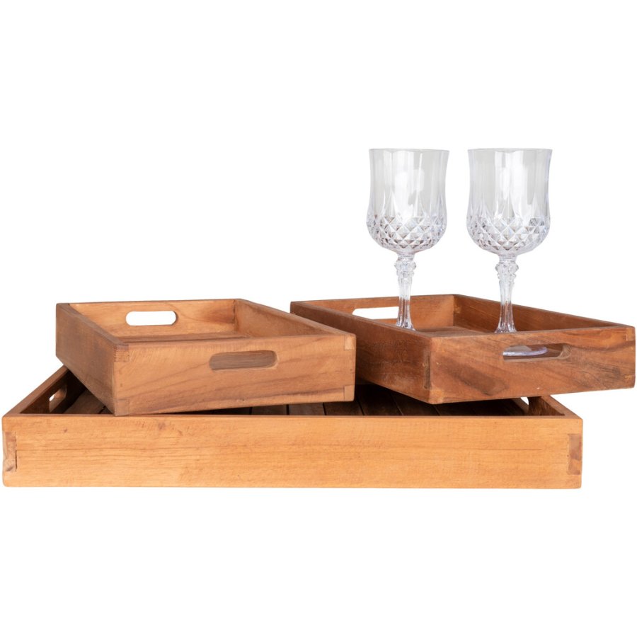 House Nordic Faro Tablett 3er Set, Teak