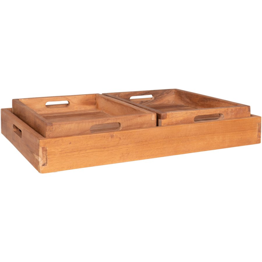 House Nordic Faro Tablett 3er Set, Teak