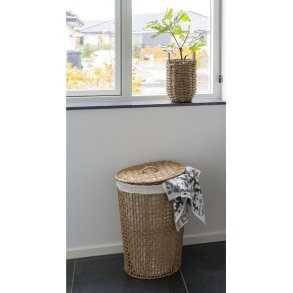 House Nordic Pomal Vasketøjskurv H56 cm, Lysebrun/Hvid