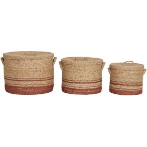 House Nordic Budoni Korb 3er Set, Seegras/Braun