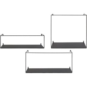 House Nordic Ulmo Wandregal 3er Set, Schwarz