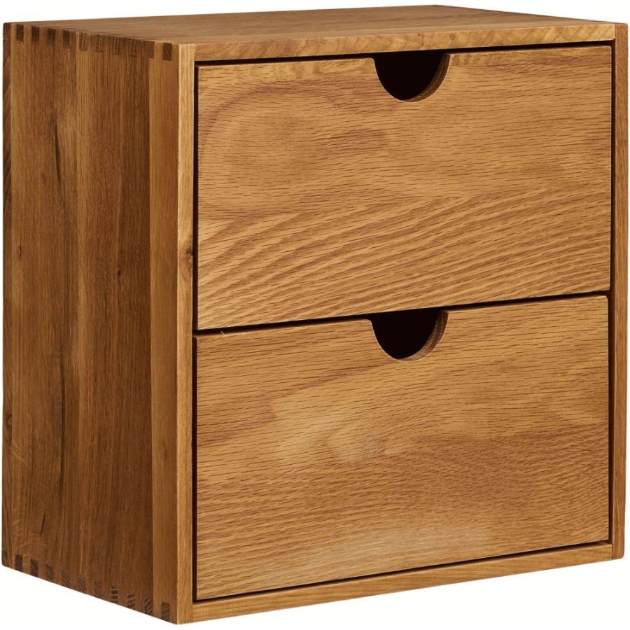 House Nordic Townsville Wandregal mit Schubladen 30x30 cm, Eiche