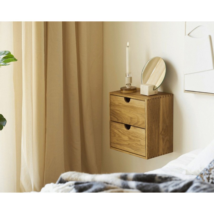 House Nordic Townsville Wandregal mit Schubladen 30x30 cm, Eiche