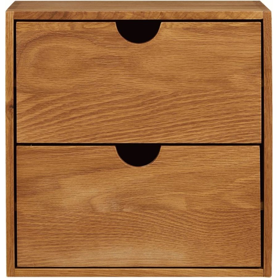 House Nordic Townsville Wandregal mit Schubladen 30x30 cm, Eiche