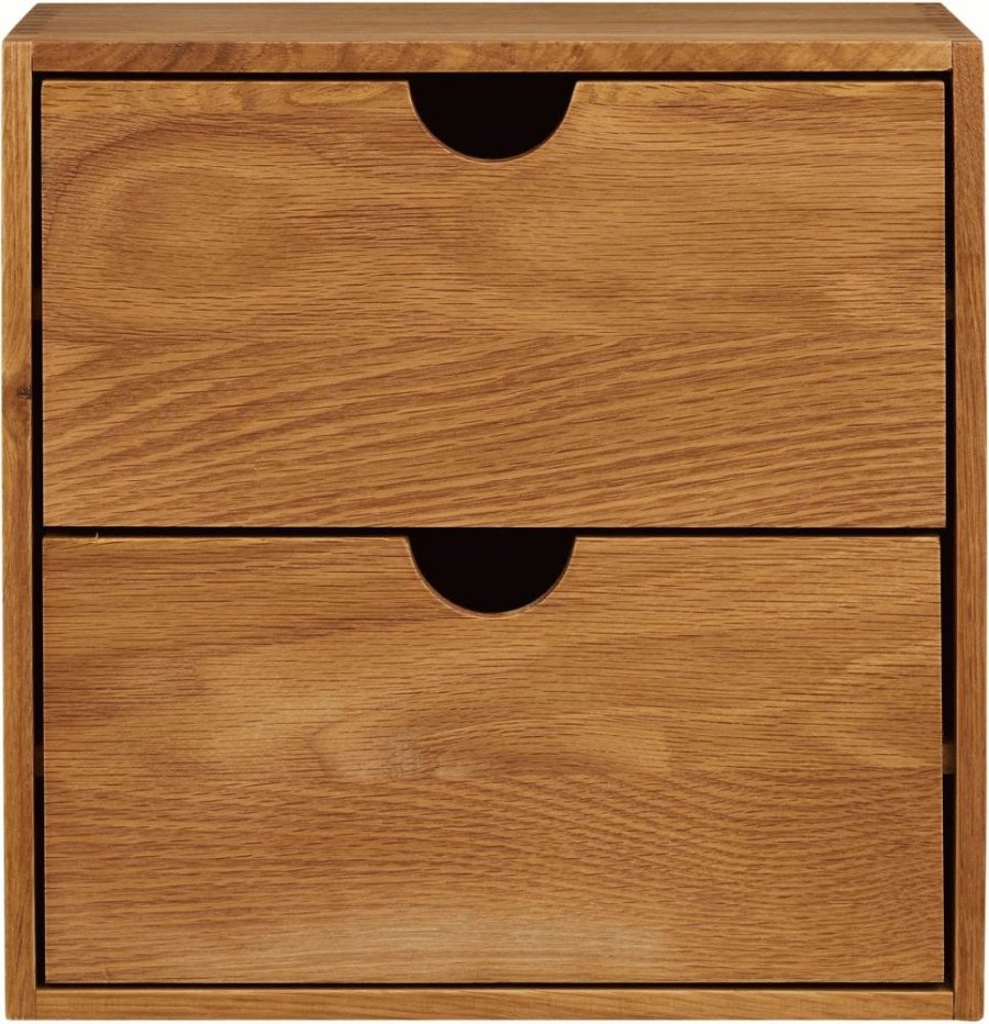 House Nordic Townsville Wandregal mit Schubladen 30x30 cm, Eiche