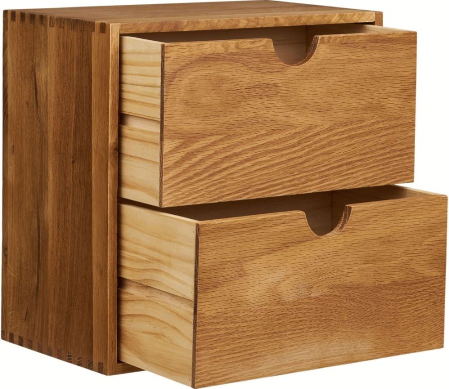 House Nordic Townsville Wandregal mit Schubladen 30x30 cm, Eiche