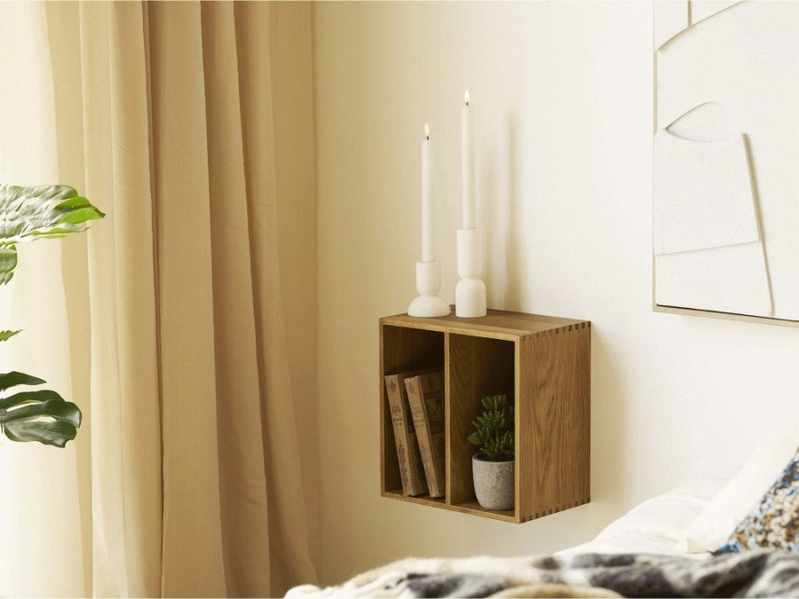 House Nordic Townsville Wandregal mit Fächern 30x30 cm, Eiche