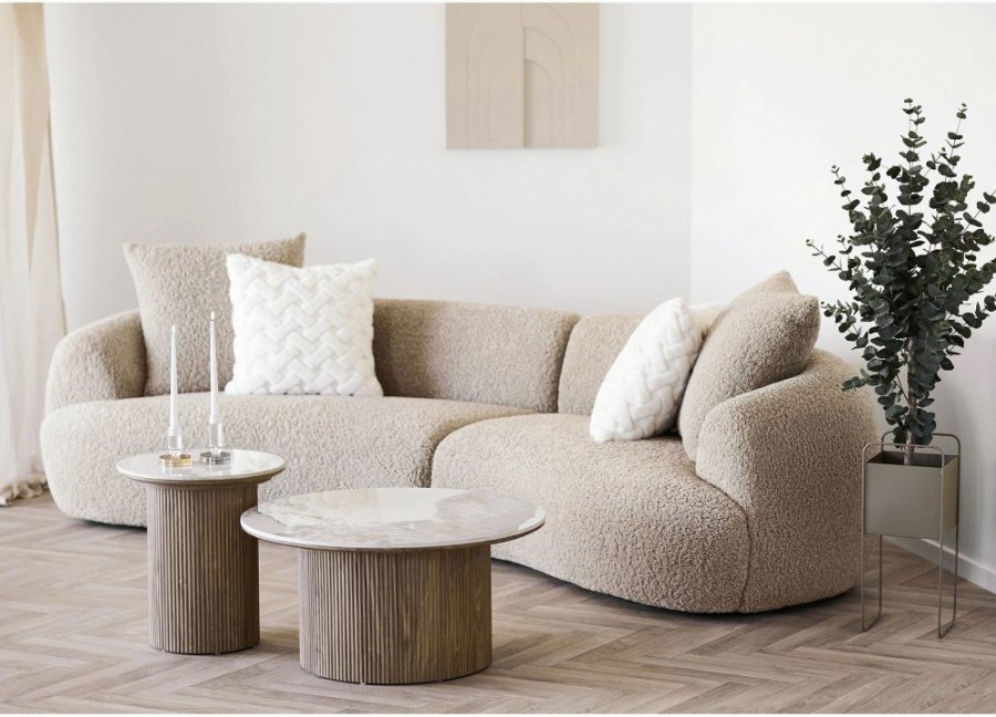 House Nordic Athens Eckttisch H50 cm, Weiß/Braun