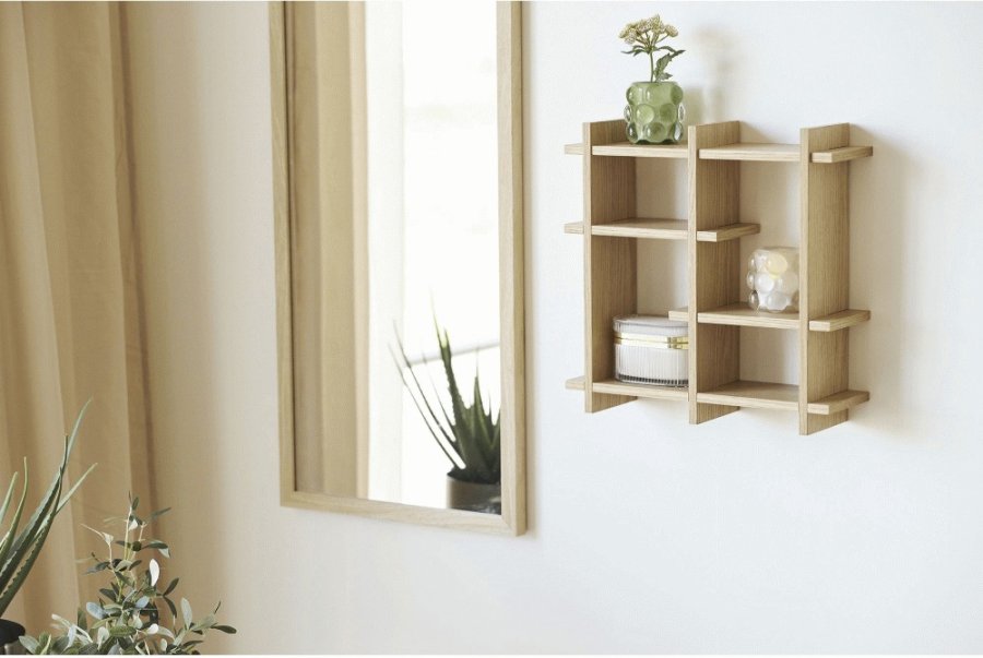 House Nordic Olsberg Wandregal 40x40 cm, Eichenfurnier