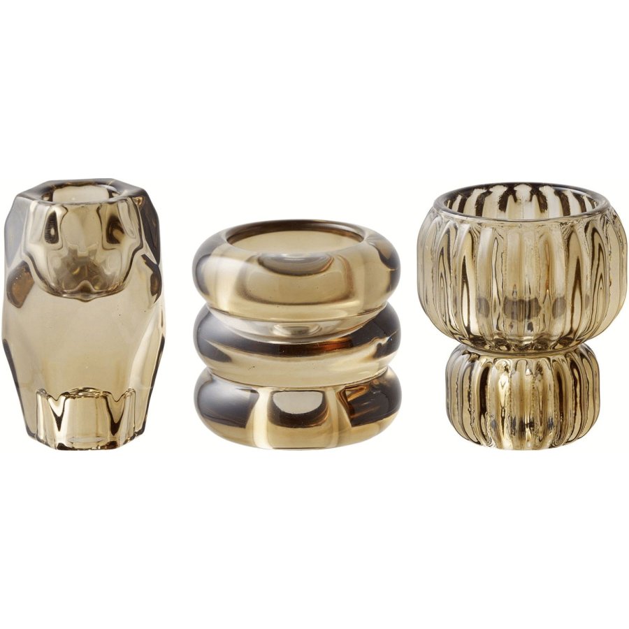 House Nordic Lysestage 3-delige set, Smoked Brun