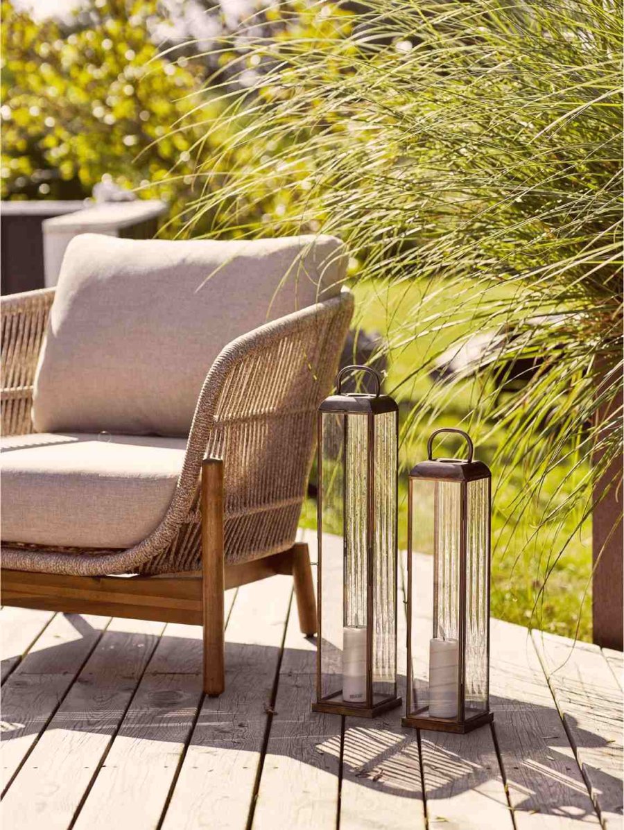 House Nordic Herslev Lanterne H60 cm, Antik Messinglook