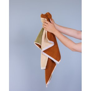 Hübsch Block Håndklæde 50x100 cm, Grøn/Brun/Beige