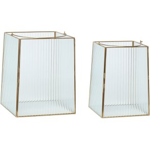 Hübsch Ripple Lanterner 2 stk, Klar/Messing