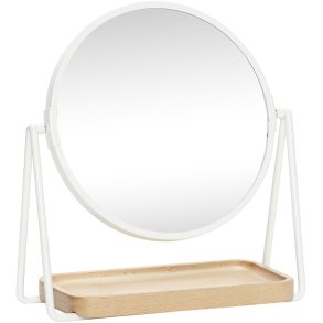 H�bsch Smize Tafelspiegel incl. Schaaltje H25 cm, Wit/Nature