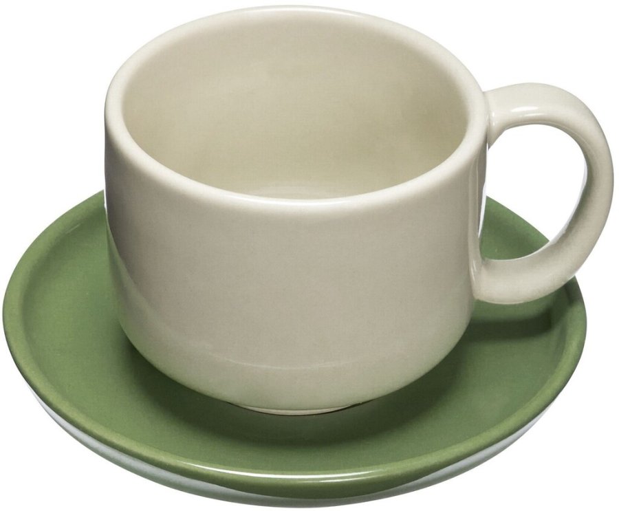 Hbsch Amare Tasse mit Untertasse, Grn/Sand