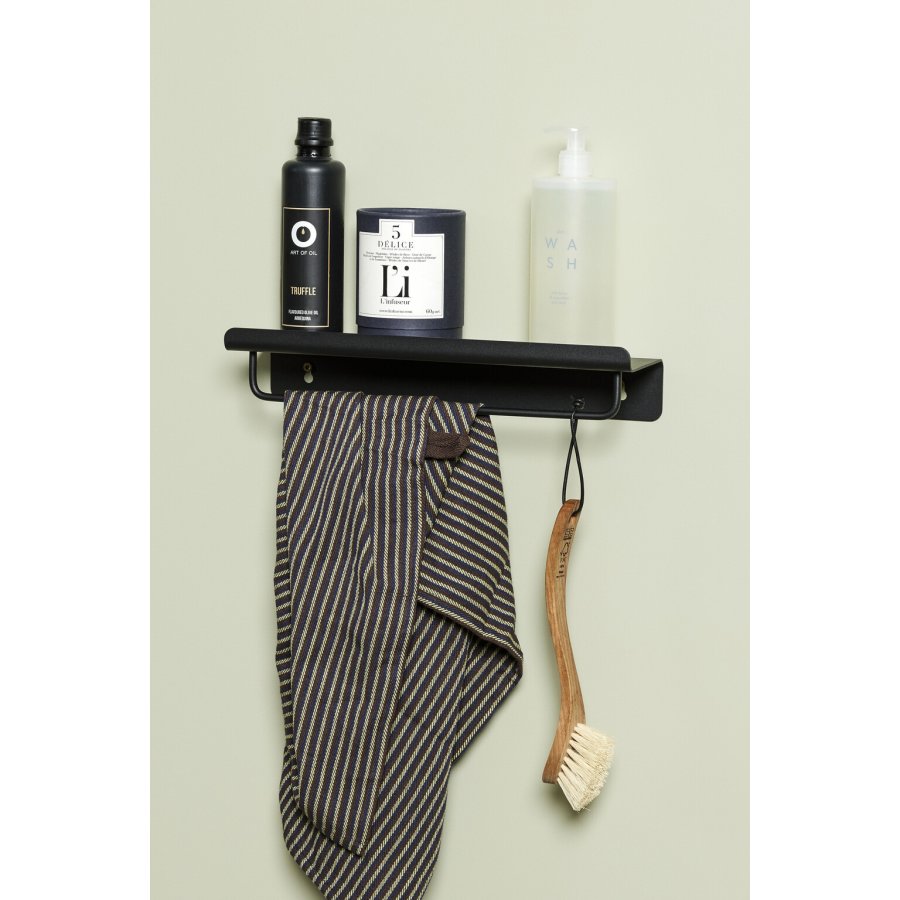 Hbsch Bow Ablage mit Handtuchhalter 35 cm, Schwarz