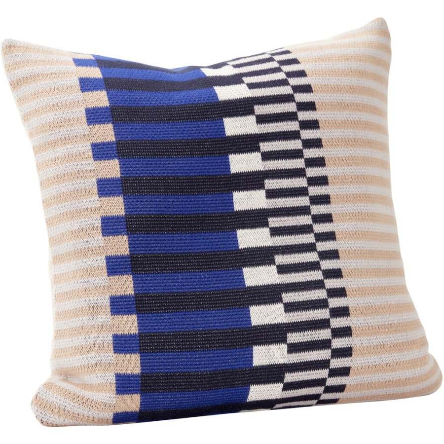 Hbsch Key Gestricktes Kissen 50x50 cm, Blau/Sand/Grau