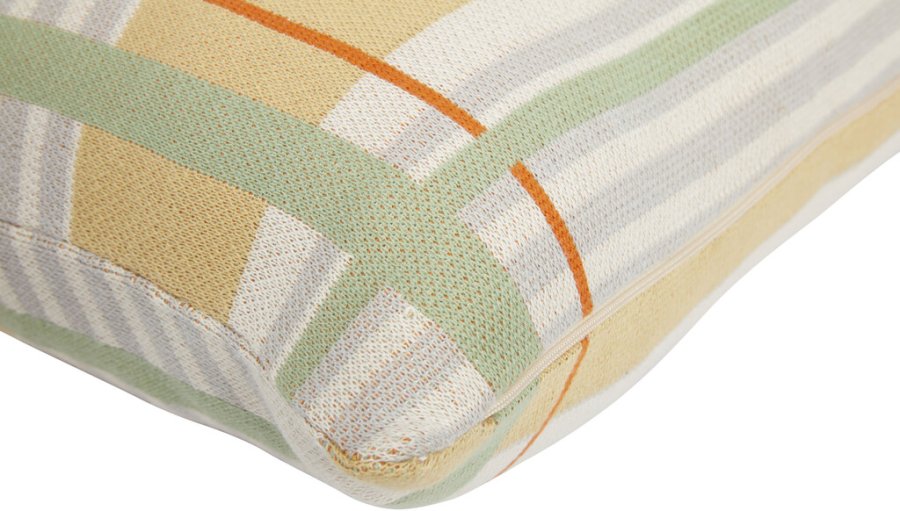 Hbsch Quadrum Strickkissen 40x60 cm, Beige/Orange/Grn