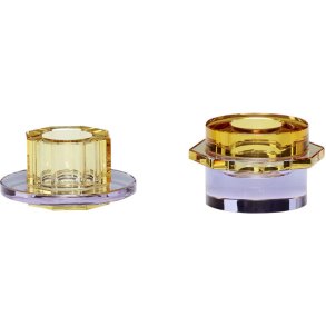 Hbsch Kiosk Kerzenhalter 2er Set H4 cm, Amber/Violett
