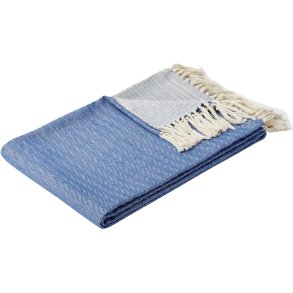 H&uuml;bsch Shell Plaid 140x200 cm, Blauw/Gebroken Wit