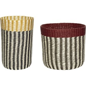 Hbsch Vertigo Korb 2er Set, Schwarz/Burgund/Ocker