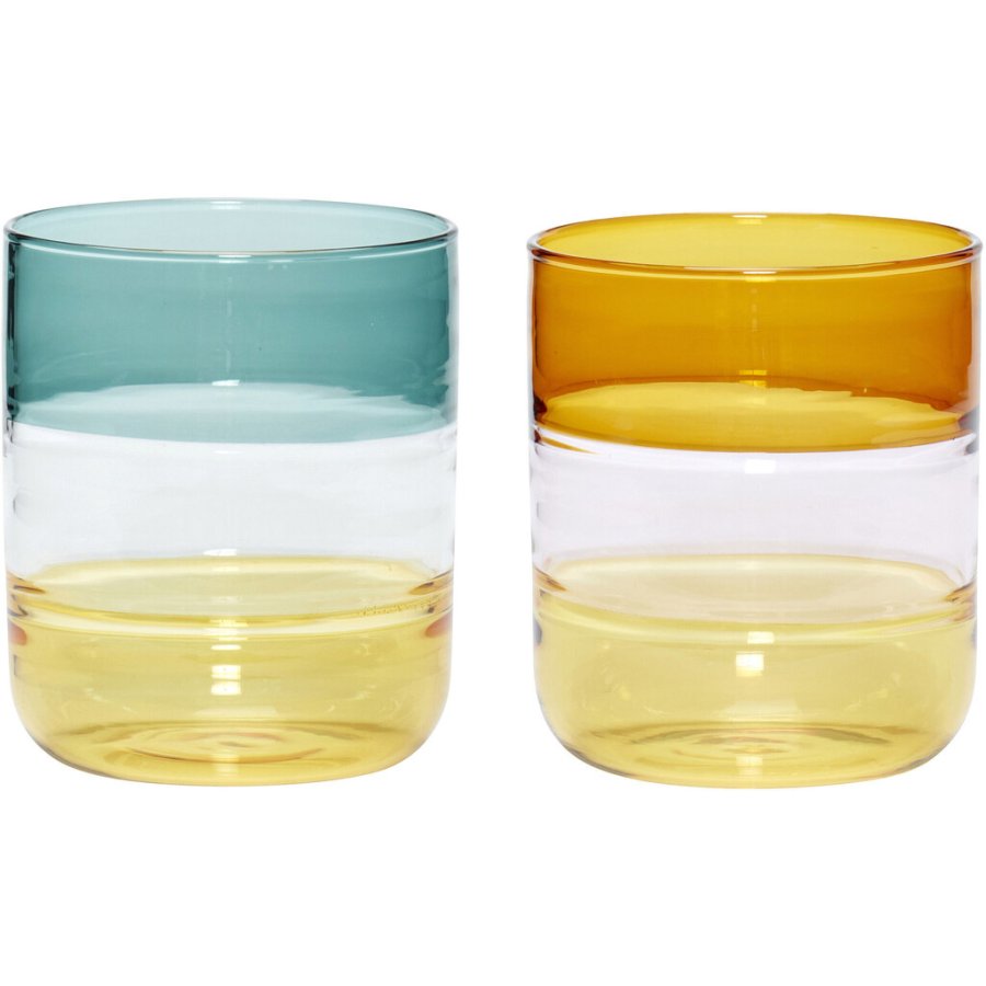 Hübsch Lemonade Glas 2 stk, Rav/Petrol