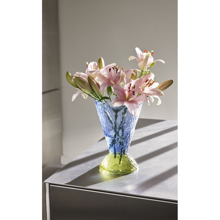 Hbsch Abyss Vase H29 cm, Blau/Olivgrn