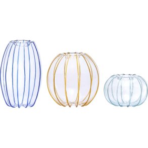 H&uuml;bsch Orbit Vaser 3 stk, Ravfarve/Bl�/Klar/Gr�n