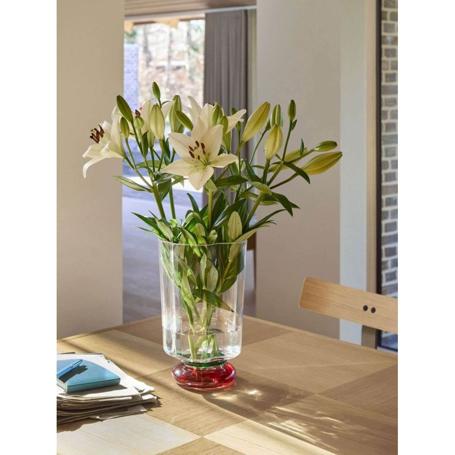 H&uuml;bsch Verre Vase H28 cm, Gr�n/R�d