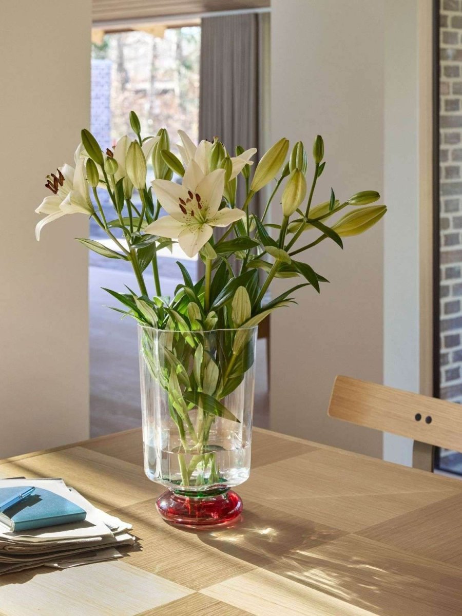 H&uuml;bsch Verre Vase H28 cm, Gr�n/R�d