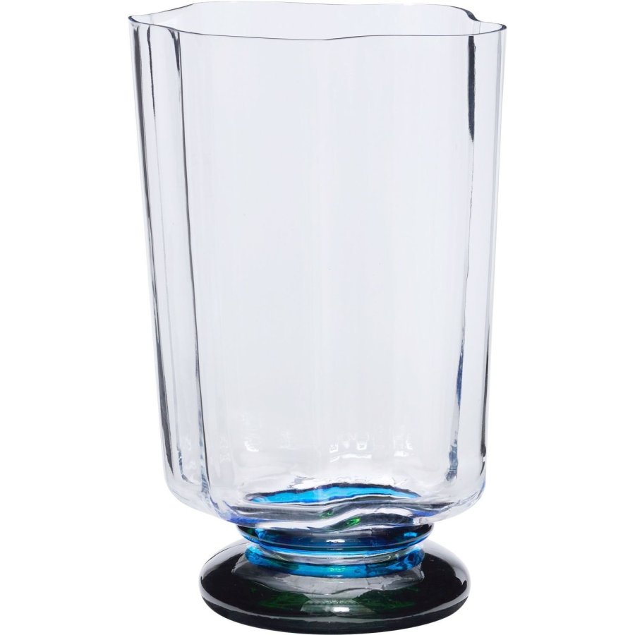 H&uuml;bsch Verre Vase H28 cm, Bl�/M�rkegr�n