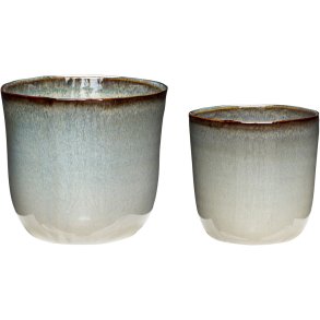 Hübsch Glaze Blumentopf 2er Set, Beige