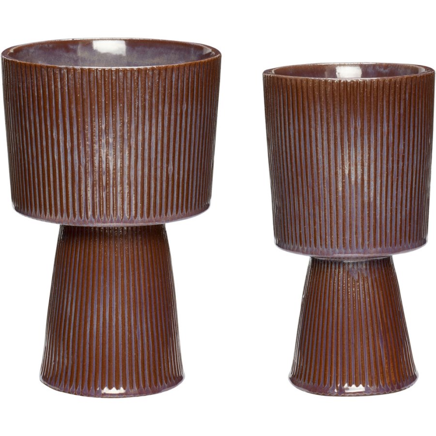 Hbsch Plinth Blumentopf 2er Set, Braun/Lila
